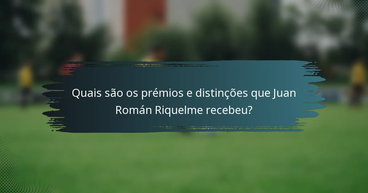 Quais são os prémios e distinções que Juan Román Riquelme recebeu?
